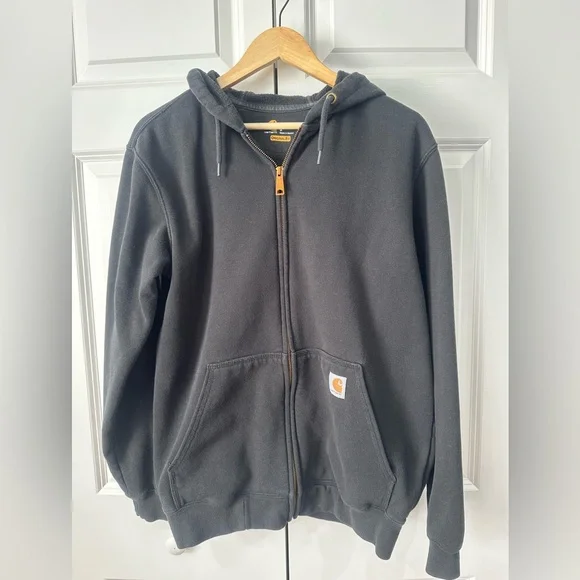 Carhartt Original Fit Zip Up Hoodie Gray Black Sweatshirt Small - Picture 1 of 6